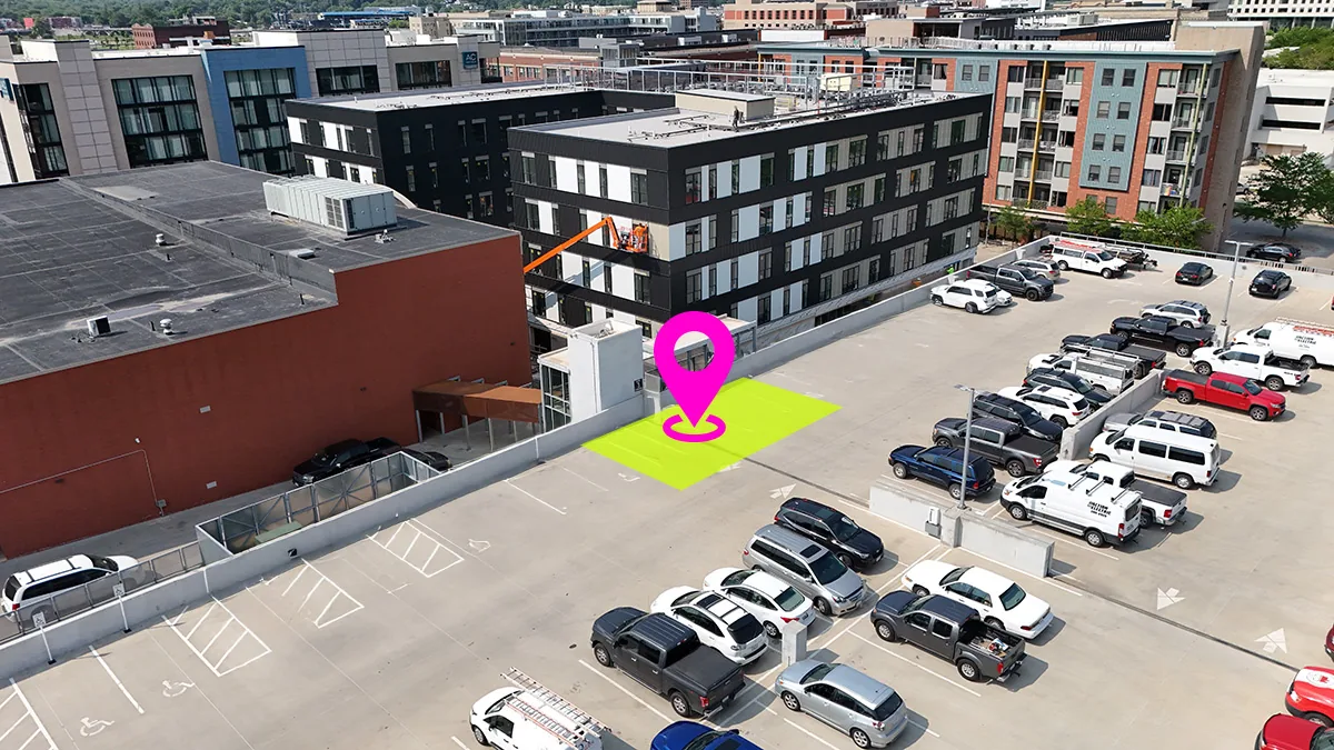 Supplied garage meeting point for an agent-led tour